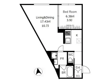 クリアル学芸大学(1LDK/1階)の間取り写真