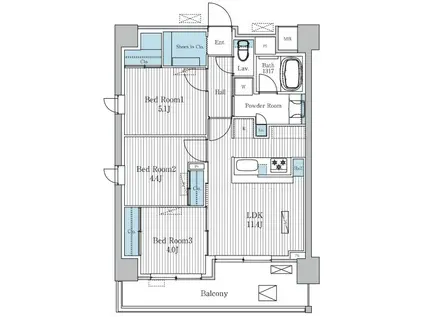 TERRA蚕糸の森(3LDK/3階)の間取り写真