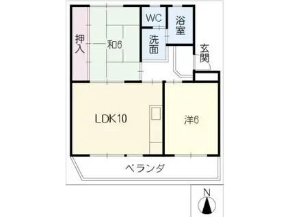 グリーンハイツ喜峰(2LDK/3階)の間取り写真