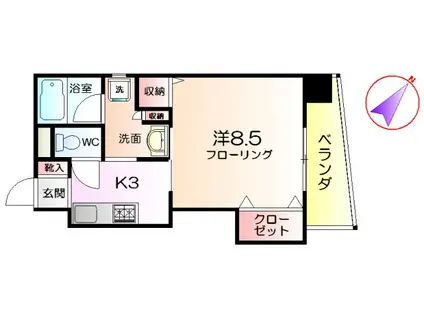 住吉橋TKハイツ(1K/9階)の間取り写真