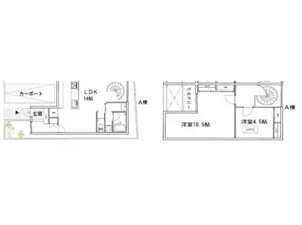 代官山メゾネット(2LDK/1階)の間取り写真