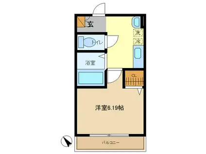 MELLAS大袋(1K/2階)の間取り写真