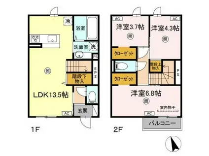 セレニティ広(3LDK/2階)の間取り写真
