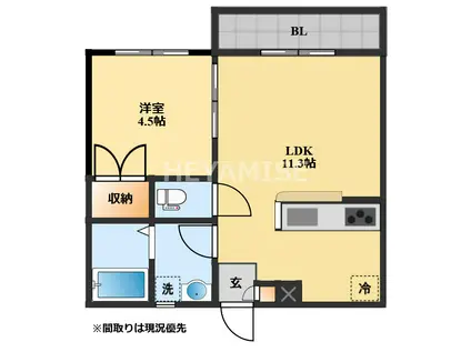 モンテコリーヌ(1LDK/1階)の間取り写真