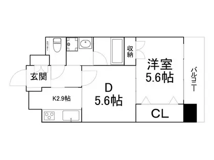 ラグレース福島(1LDK/2階)の間取り写真