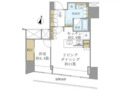 BRILLIA TOWER堂島(1LDK/9階)の間取り写真