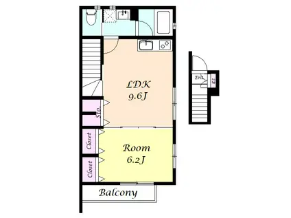 アローワン(1LDK/2階)の間取り写真