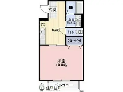 MOON RIVER(1K/2階)の間取り写真