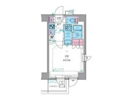 GENOVIA四谷三丁目GREEN VEIL(1K/2階)の間取り写真