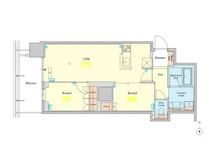 RJR堺筋本町タワー(2LDK/8階)の間取り写真