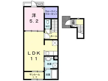 ピア イースト(1LDK/2階)の間取り写真