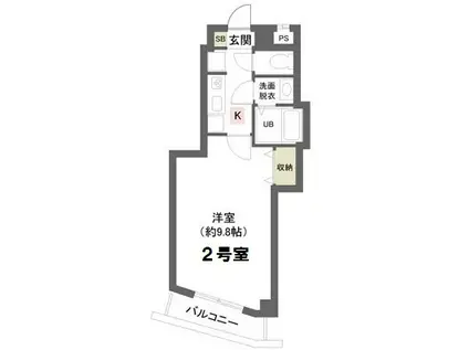 LEHUA船橋(1K/3階)の間取り写真