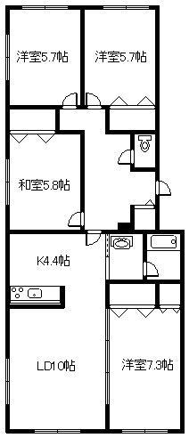レジデンスすみのい(4LDK/4階)の間取り写真