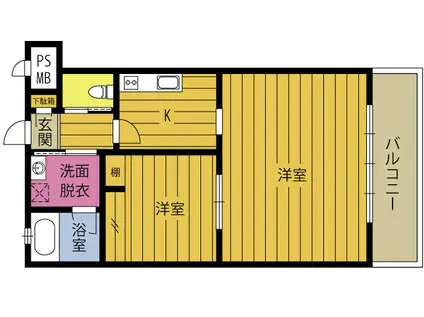 エヴァーグリーン羽田N棟(1LDK/3階)の間取り写真
