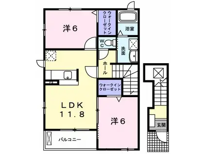 ピングーイースト(2LDK/2階)の間取り写真