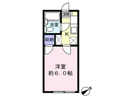 クレストヒルズ船橋(1K/1階)の間取り写真