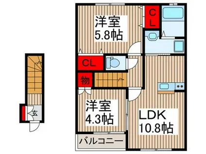 メゾンドールVIII(2LDK/2階)の間取り写真