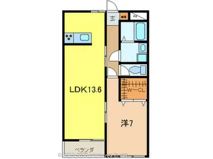 アヴニール(1LDK/2階)の間取り写真