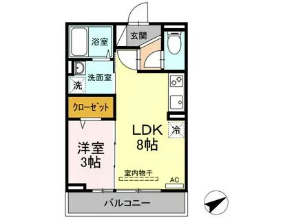シグネイチャー武蔵中原(1LDK/2階)の間取り写真