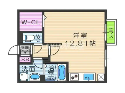 ヴィーブル和み B(ワンルーム/2階)の間取り写真