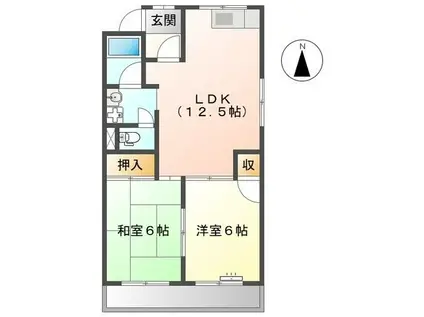 エバーハイムL(2LDK/2階)の間取り写真