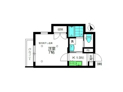 アルディア蒲田(1K/1階)の間取り写真