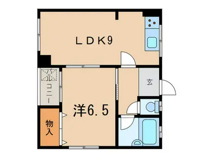 辰光ビル(1LDK/2階)の間取り写真