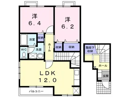 ラーディクス・K(2LDK/2階)の間取り写真