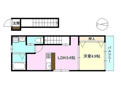 リノリノアパートメント美の里(1LDK/1階)の間取り写真