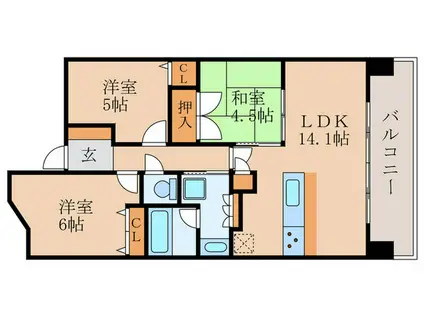 ザ・ガーデネスクシティコムズ館(3LDK/5階)の間取り写真