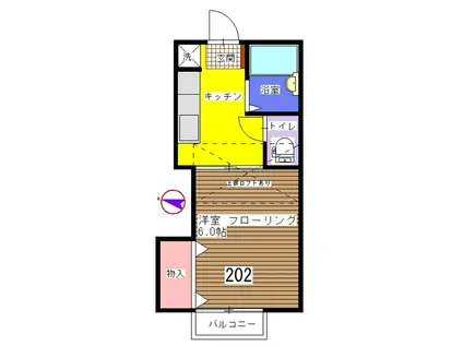 ＪＲ総武本線 東千葉駅 徒歩8分 2階建 築27年(1K/2階)の間取り写真