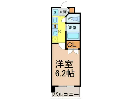 パルティール城西(1K/4階)の間取り写真