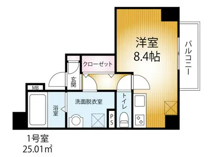 カサブランカ木場(ワンルーム/1階)の間取り写真