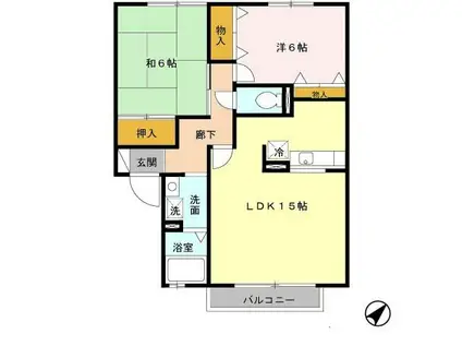 セジュールならやまII(2LDK/1階)の間取り写真