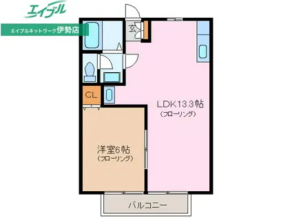 サニーコート玉城(1LDK/2階)の間取り写真