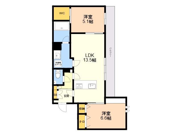 シャーメゾン高宮通(2LDK/2階)の間取り写真