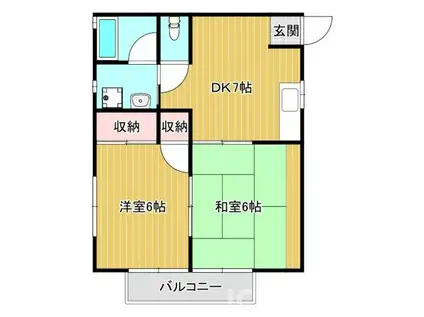 グリーンヒルサクラ(2DK/1階)の間取り写真