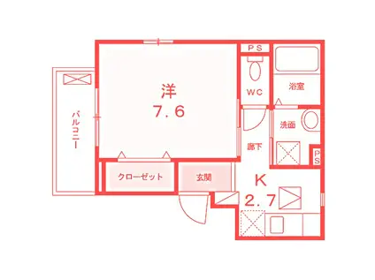 プライマリー相模大塚(1K/3階)の間取り写真