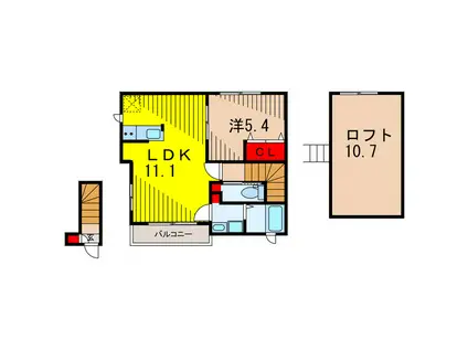 カーサグラナード(1LDK/2階)の間取り写真