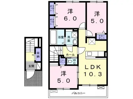 エクシアIII(3LDK/2階)の間取り写真