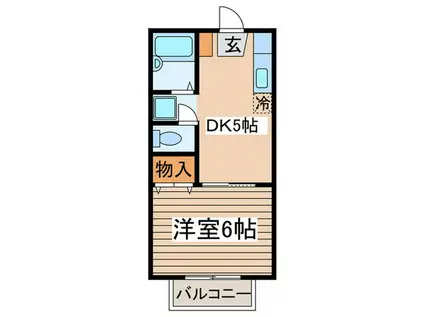 サンライズヒル2(1DK/2階)の間取り写真