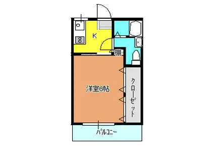 ハイツカサハラ(1K/2階)の間取り写真