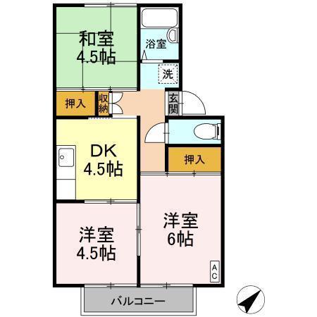 プレジールみよし(3DK/2階)の間取り写真
