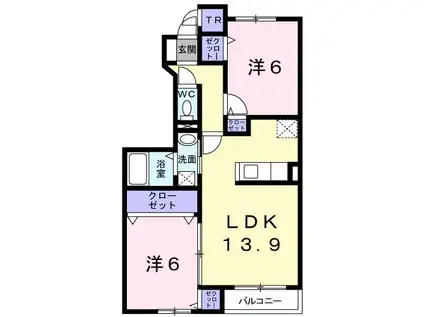 ドリームズII(2LDK/1階)の間取り写真