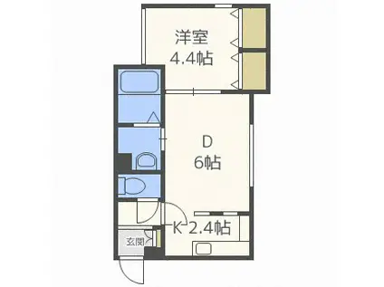ガーデンハウス美術館前(1LDK/4階)の間取り写真