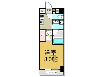 RAFFLE OZONE(1K/8階)の間取り写真