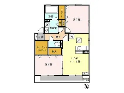 セジュール サンピア B(2LDK/1階)の間取り写真