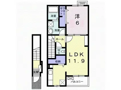フィオリーレVIII(1LDK/2階)の間取り写真