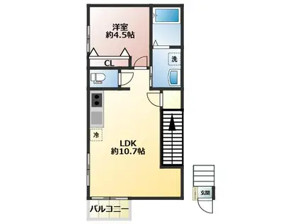 RETREAT(1LDK/2階)の間取り写真