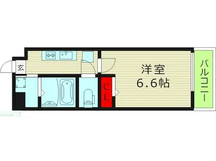 ワールドアイ大阪城イーストII(1K/6階)の間取り写真